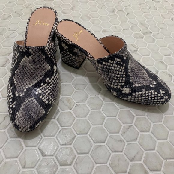 J.Crew Sophia High Block-Heel Snakeskin Mules - Picture 2 of 7